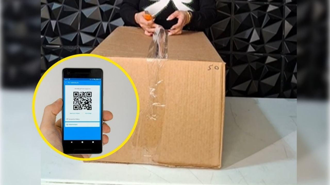 Paquete con código QR fraudulento