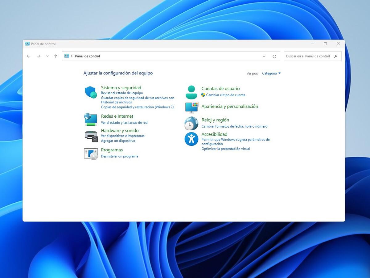 Configuracion sustituye al Panel de control Configuracion sustituye al Panel de control