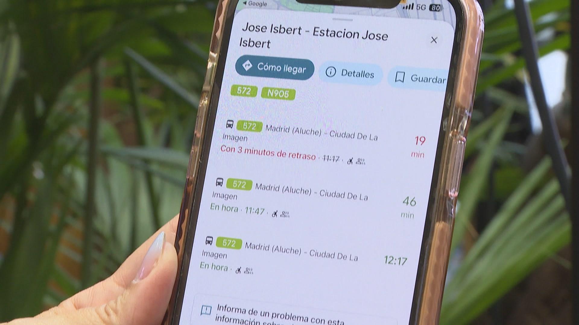 posicion en tiempo real de los autobuses interurbanos en Google Maps