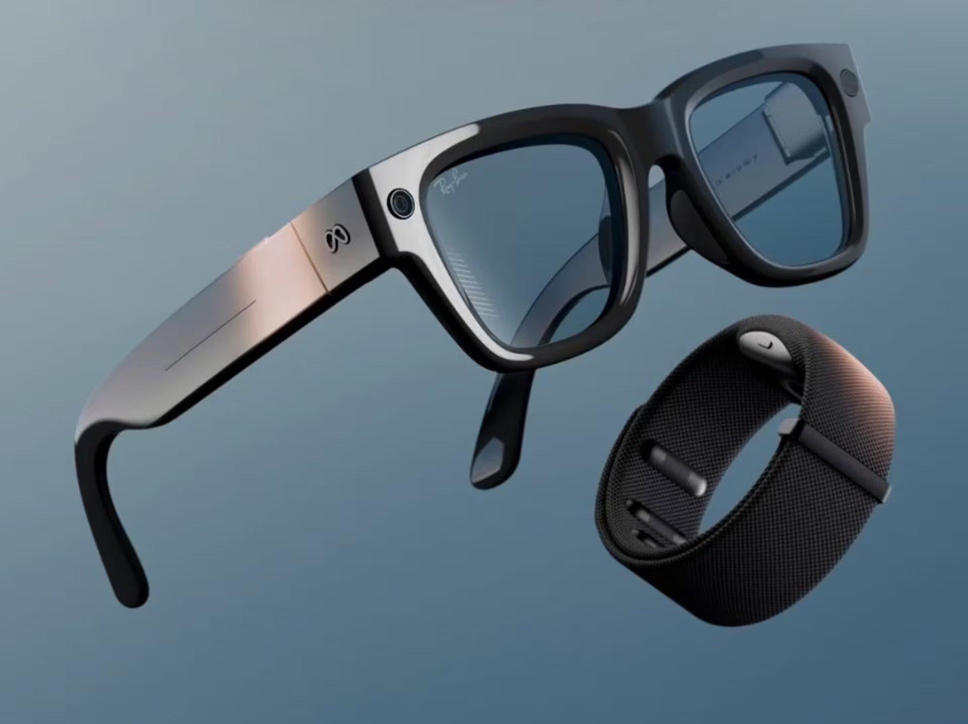 detalle de gafas inteligentes Meta Ray-Ban con escritura por gestos