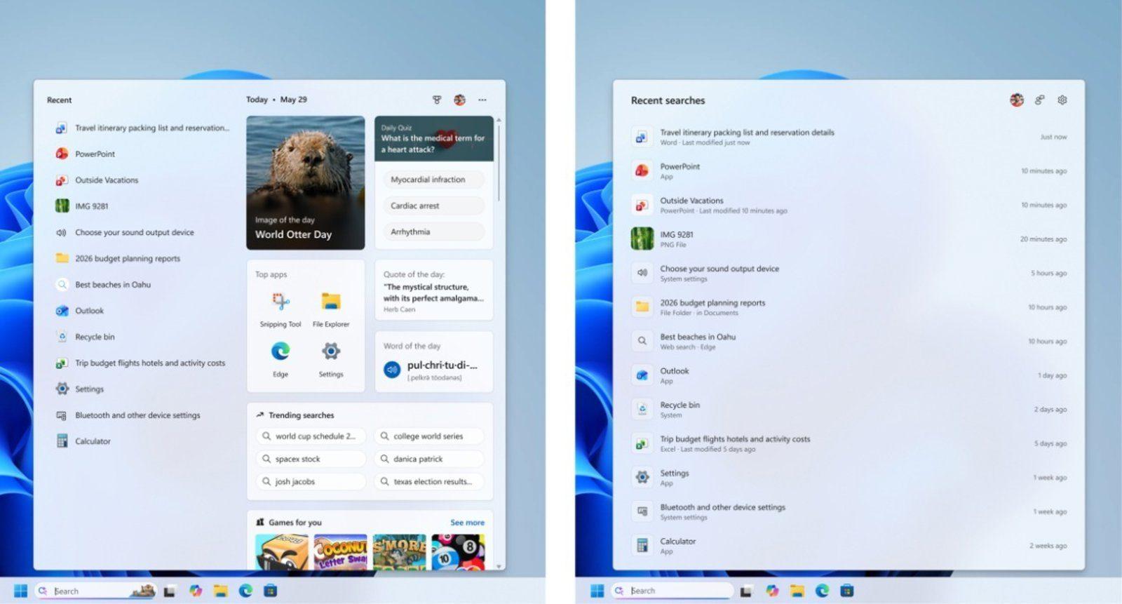 Resultados locales en el buscador de Windows 11