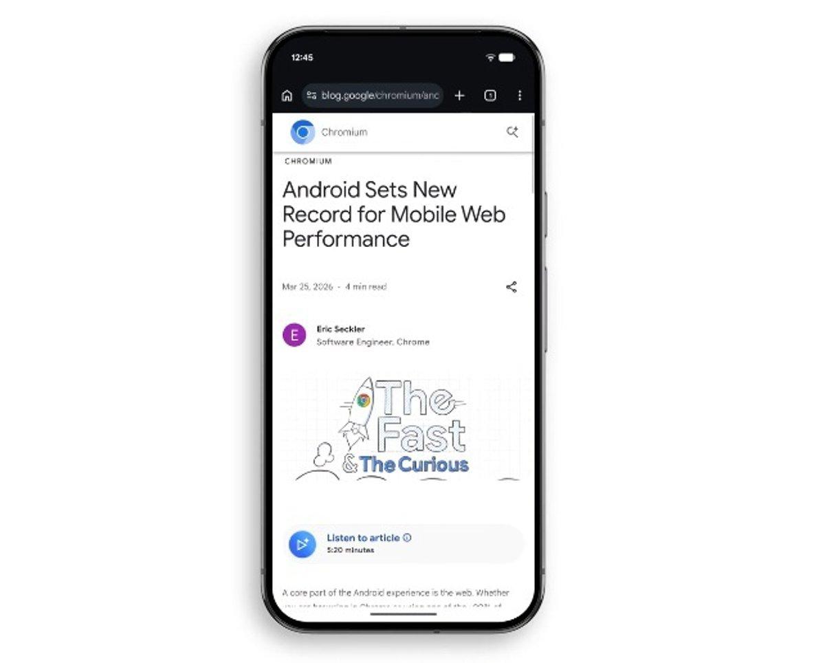 Chrome en Android mostrando una página web