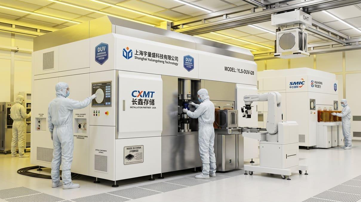 Detalle de una máquina de litografía DUV de inmersión