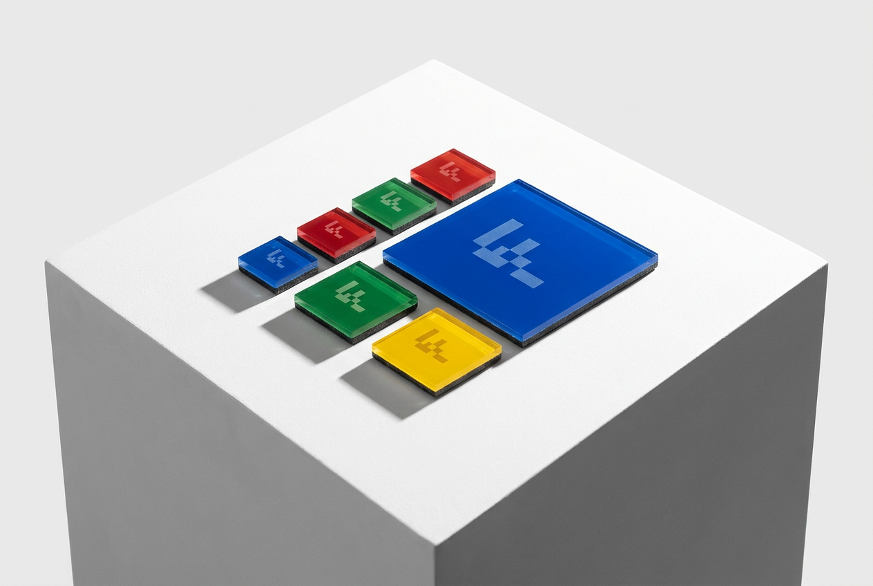 Composición conceptual de iconos cuadrados de diferentes tamaños ilustrando los formatos y medidas recomendadas para favicons.